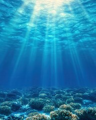 Fototapeta premium Effects of Microplastics on Coral Reefs Underwater