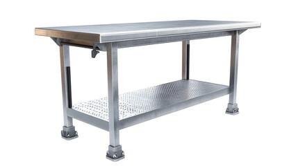 Metal industrial kitchen table for food preparation isolated on white