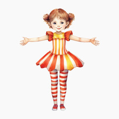 Whimsical girl in striped dress
