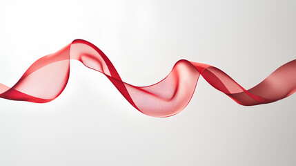 Red ribbon is shown in a white background creating a sense of movement and elegance