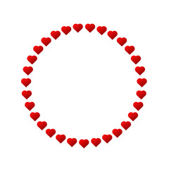 Lovely heart circle frame. Red hearts round border design