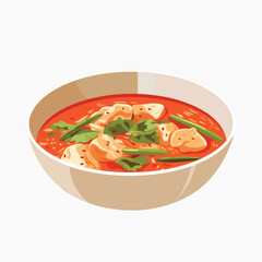 Spicy tofu soup with vegetables