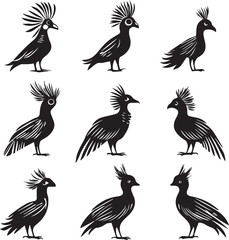 Obraz premium Hoatzin Elegant Silhouette Vector Illustrations