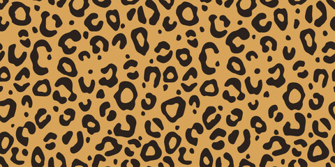 Stylish leopard pattern of spots and yellow background. Animal fur pattern made from leopard skin.