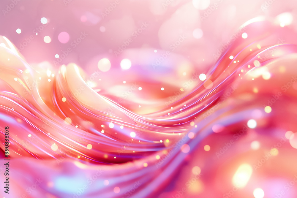 Poster a mesmerizing display of soft pastel waves undulates gracefully, decorated with soft glowing highlig