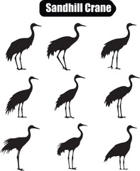 Sandhill Crane Abstract Silhouette Vector Graphics Pack