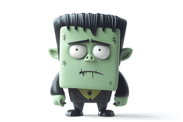 Fototapeta premium Cute Cartoon Halloween Frankenstein Monster Character isolated on white background