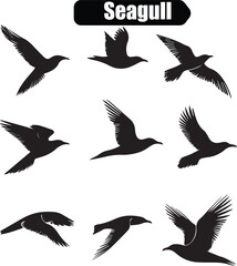 Obraz premium Seagull Artistic Silhouette Elements in Black