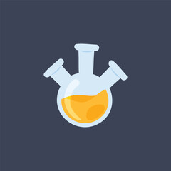 three neck lab bottle in flat vector design.