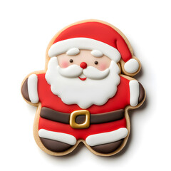 Holiday Christmas Santa Claus Cookie top view isolated on white