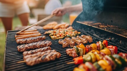 Friends Enjoying Summer BBQ in Backyard