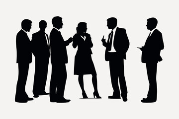 Business professionals in conversation silhouette