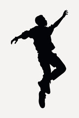 Silhouette jumping energetic joyful pose