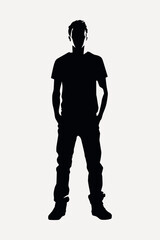 Silhouette man standing casual pose