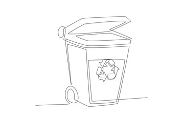 Rubbish bin. Waste collection concept one-line drawing