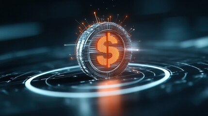 Abstract Money Symbol with Technological Elements