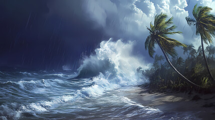 The excitement and anticipation of a brewing hurricane. Tropical Storm. Illustration