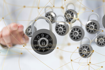 Information technology protected with firewall, secure access and encryption against cyber