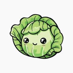 Cute kawaii cabbage illustration