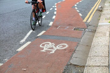 Fototapeta premium Bicycle lane in Dublin, Ireland