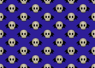 Seamless pattern with skulls. Background with skulls on a blue background. Halloween pattern.