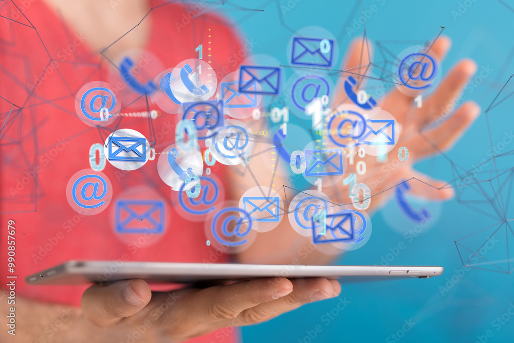 Poster mail communication support contact concept service - neural network exposure digital