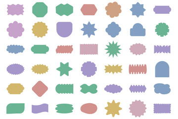 Vector set of minimalist brutalist design elements, futuristic shapes and geometric figures and stars - abstract background elements for branding, packaging, prints and social media posts
