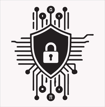 black shield padlock circuit security clip art preview
