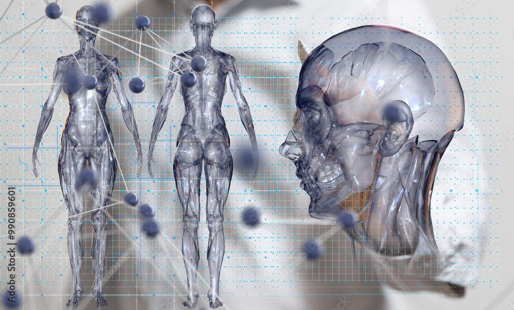 Poster digital medical futuristic interface 3d rendering