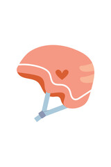 Cute female helmet with heart, illustration on white background.