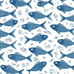 Pattern fish illustration repetitive.