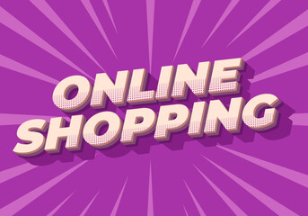Online shopping. Text effect in 3D style with modern colors