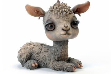 Adorable cartoon alpaca figurine