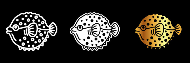 Obraz premium Blowfish Icon, A round, spiny fish capable of inflating when threatened, some species are toxic but delicacies in certain cuisines.