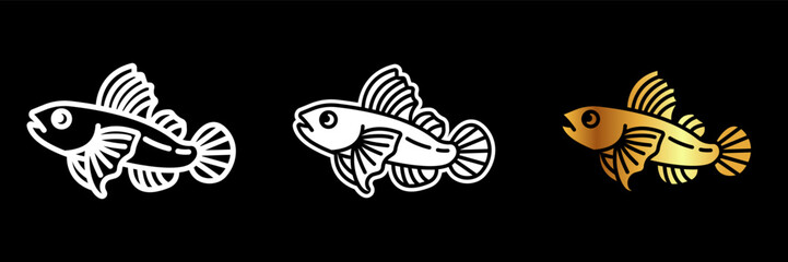 Fototapeta premium Goby icon, A small, bottom-dwelling fish often found in coastal waters and coral reefs, known for its burrowing behavior and partnership with shrimp.