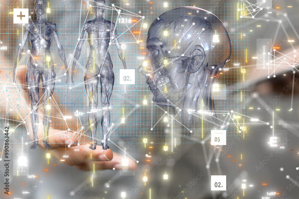 Aufkleber digital medical futuristic interface 3d rendering