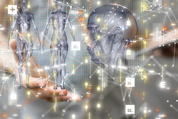 digital medical futuristic interface 3D rendering