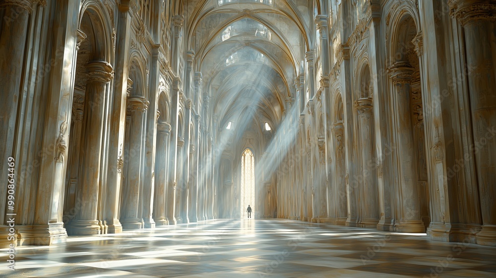 Poster mystical architecture in a colossal realm