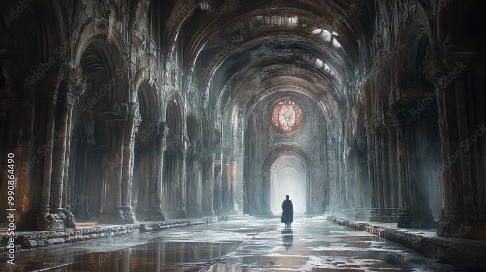 Poster mystical architecture in a colossal realm