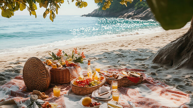 background with a beach barbecue, showcasing grilling, picnic tables, and a lively, enjoyable beach setting
