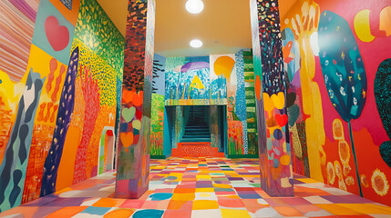 World Health Day themed art installation with creative representations of health, wellness, and community support