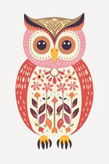 Colorful floral patterned owl