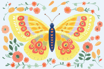 Colorful butterfly floral illustration © Rawpixel.com