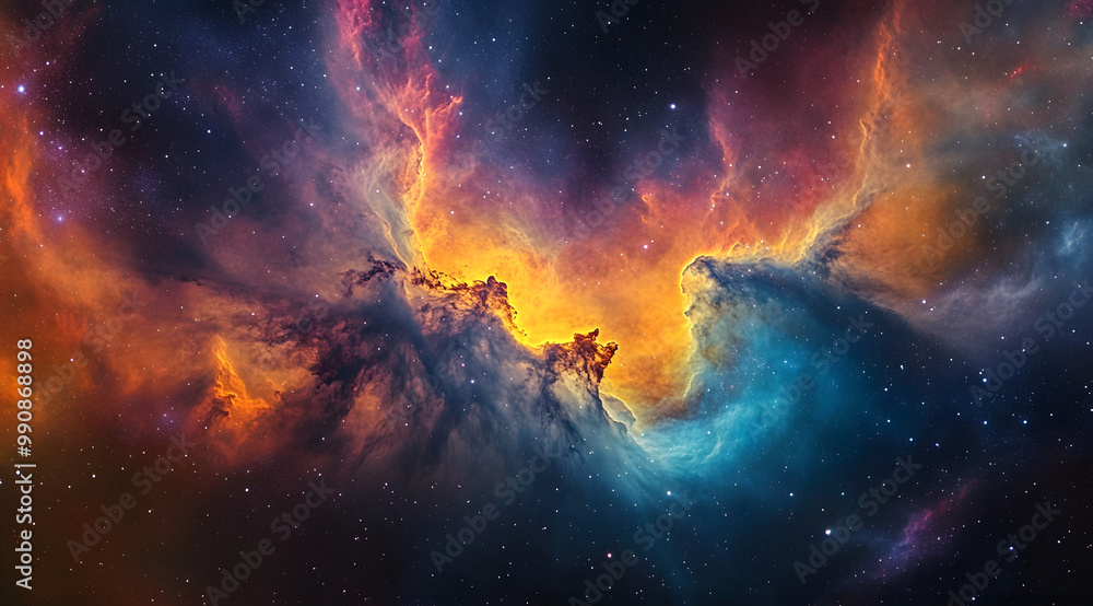 Aufkleber a vibrant nebula swirling beautifully with an array of colors in the vastness of space, showcasing c