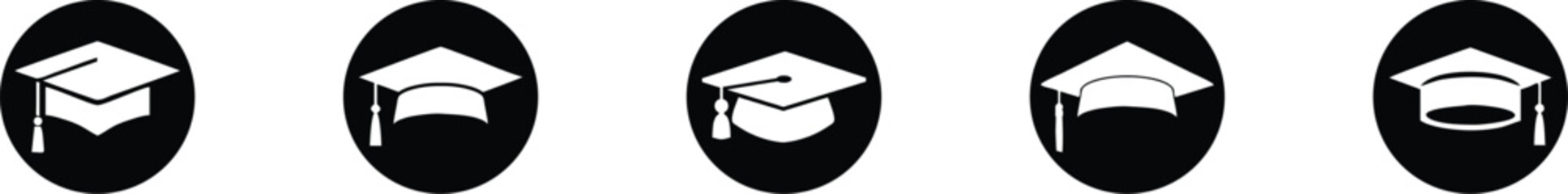 Graduation Cap Set Vector Icons