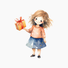 Cute girl holding gift