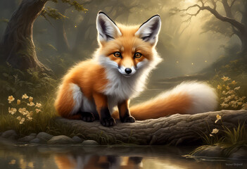 Cute adorable fox , huge beautiful eyes