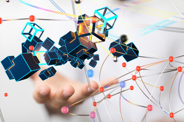 Business intelligence analyst dashboard on virtual - 3d