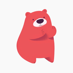 Cute red cartoon bear illustration