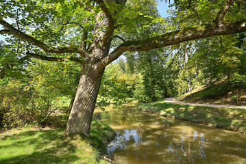 Pruhonice Park and Castle complex, National Cultural Monument and UNESCO World Heritage site, one of the most beautiful parks in Prague, Czech Republic